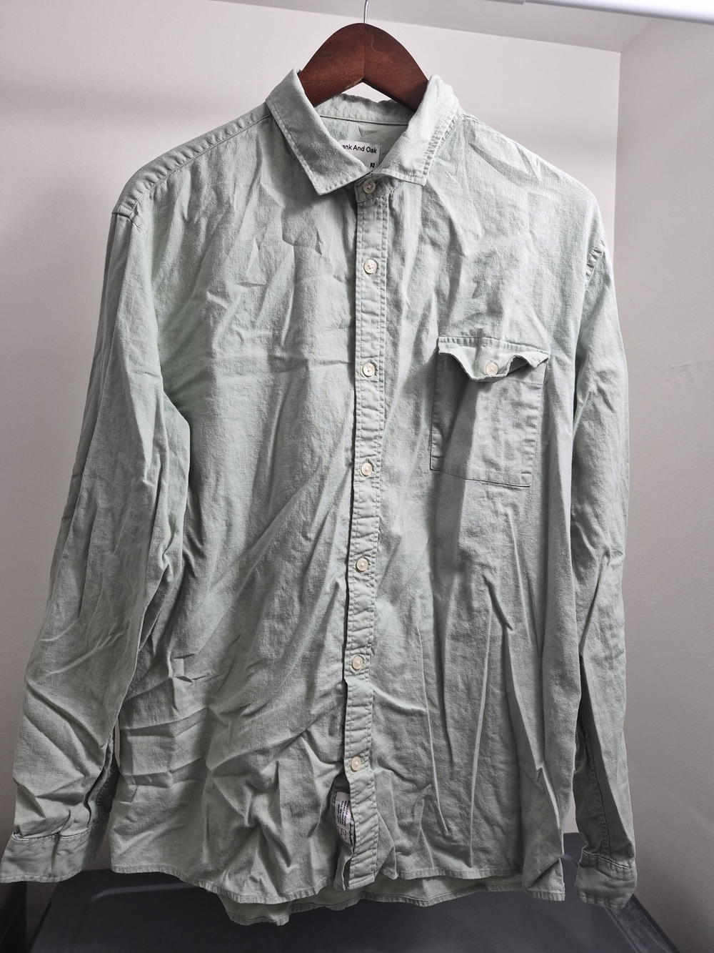 Frank & Oak Mint Green Long-Sleeve Button-Down Shirt
